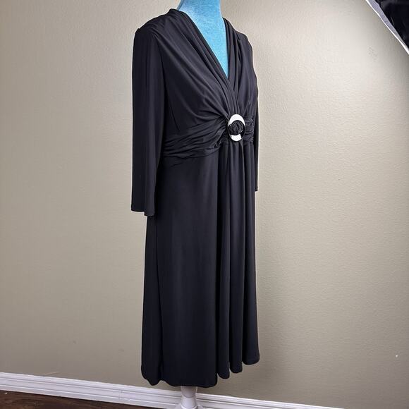 Jones of New York Dress Black Women 14 knee length ruched - Picture 3 of 14